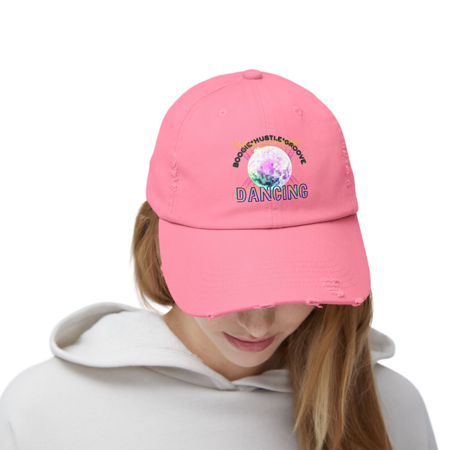 "Boogie, Hustle, Groove - Dancing" Streetwear Embroidered Design – Unisex Distressed Dance Cap