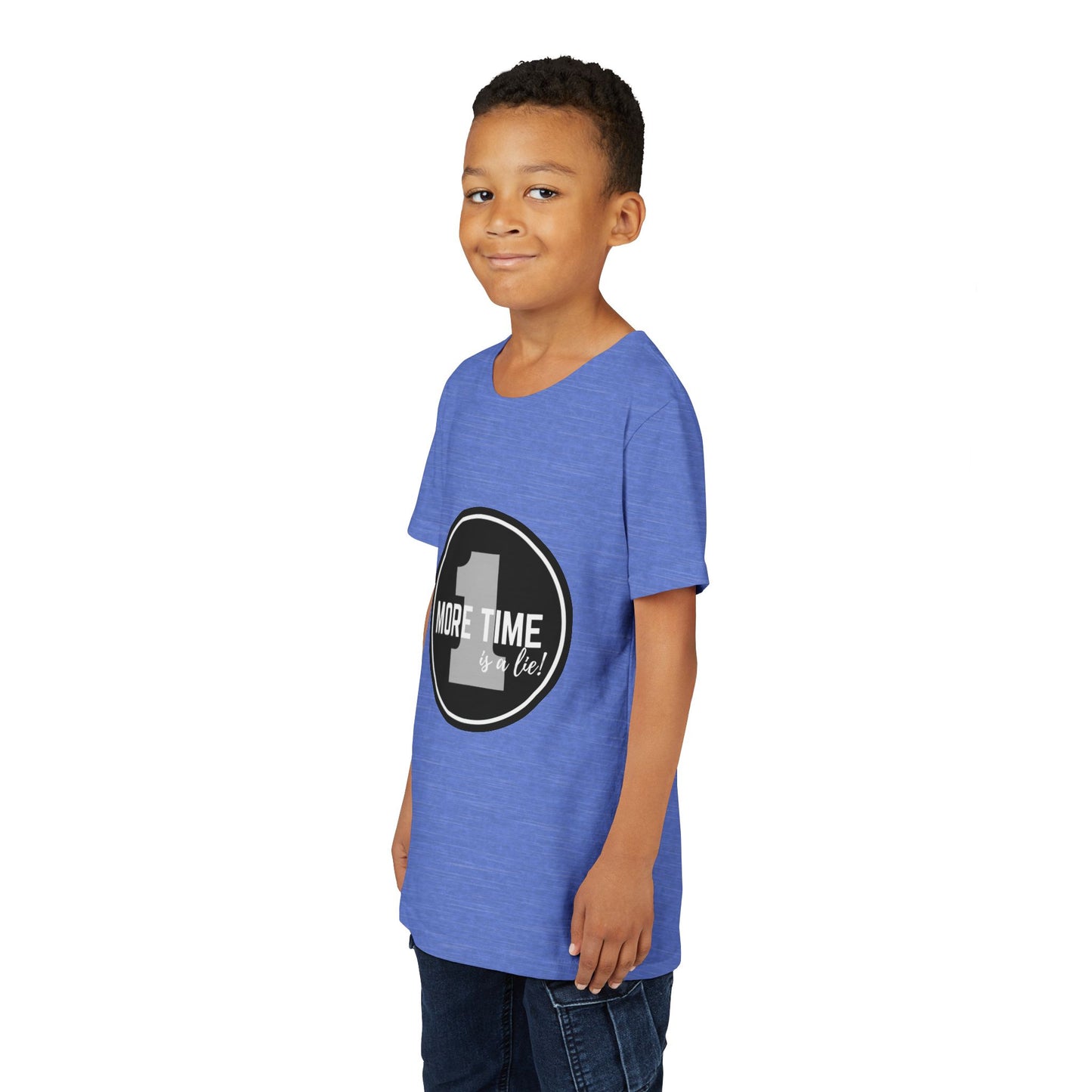 “One More Time is a Lie” Bold Emblem Dancer Graphic T-Shirt for Kids – Funny Dance Rehearsal Shirt - Youth Dance Tee