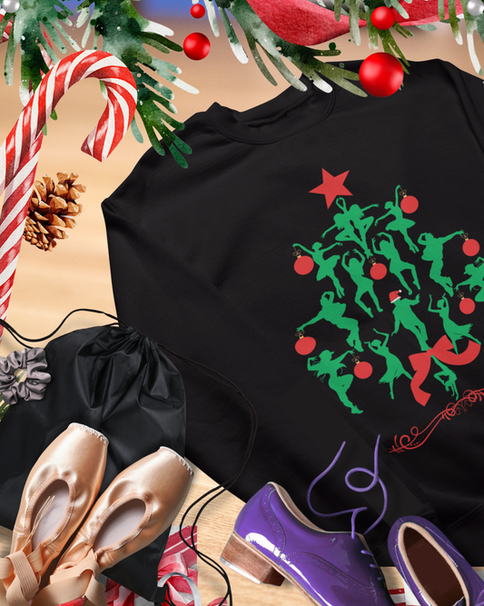 "Christmas Tree Dancer Silhouette" ADULT SWEATSHIRT Unisex Heavy Blend Crewneck – Festive Ballet & Dance Holiday Sweatshirt for Dancers, Teachers, and Studios