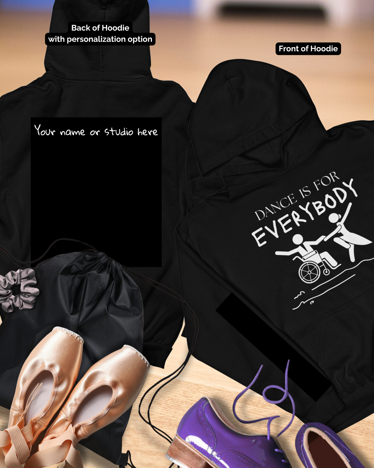 “Dance Is for Everybody” Unisex Youth Hoodie – Inclusive Dance Hoodie for Kids & Teens, Personalized with Name or Studio