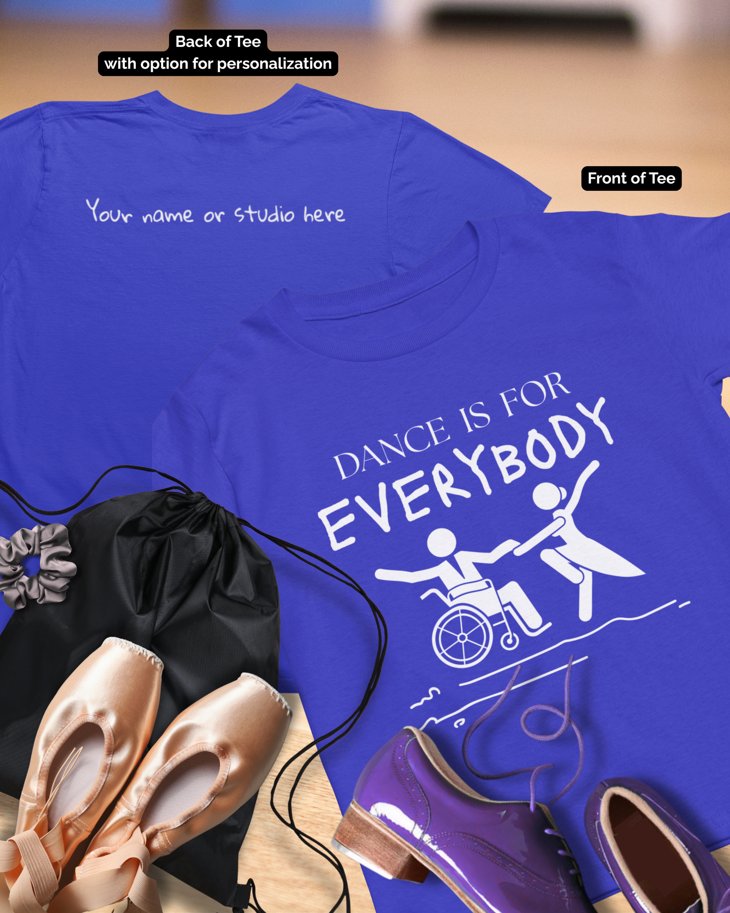 “Dance Is for Everybody” Youth Short Sleeve Tee – Inclusive Dance T-Shirt for Kids & Teens, Personalized with Name or Studio
