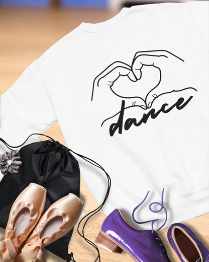 Dance Heart Hands Unisex Crewneck Sweatshirt – Hand Heart Graphic Dance Lover Pullover