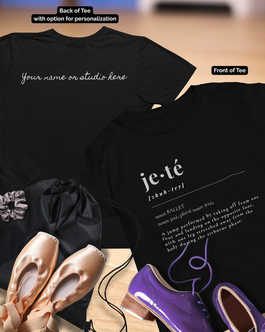 Jeté Definition Youth Short Sleeve Tee – Ballet Term Graphic Dance T-Shirt for Kids & Teens, Personalized with Name or Studio