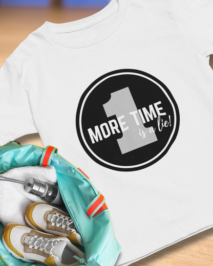 "One More Time is a Lie" Unisex Heavy Cotton Tee – Bold Emblem Dance Graphic Shirt for Dancers, Performers & Rehearsal Warriors