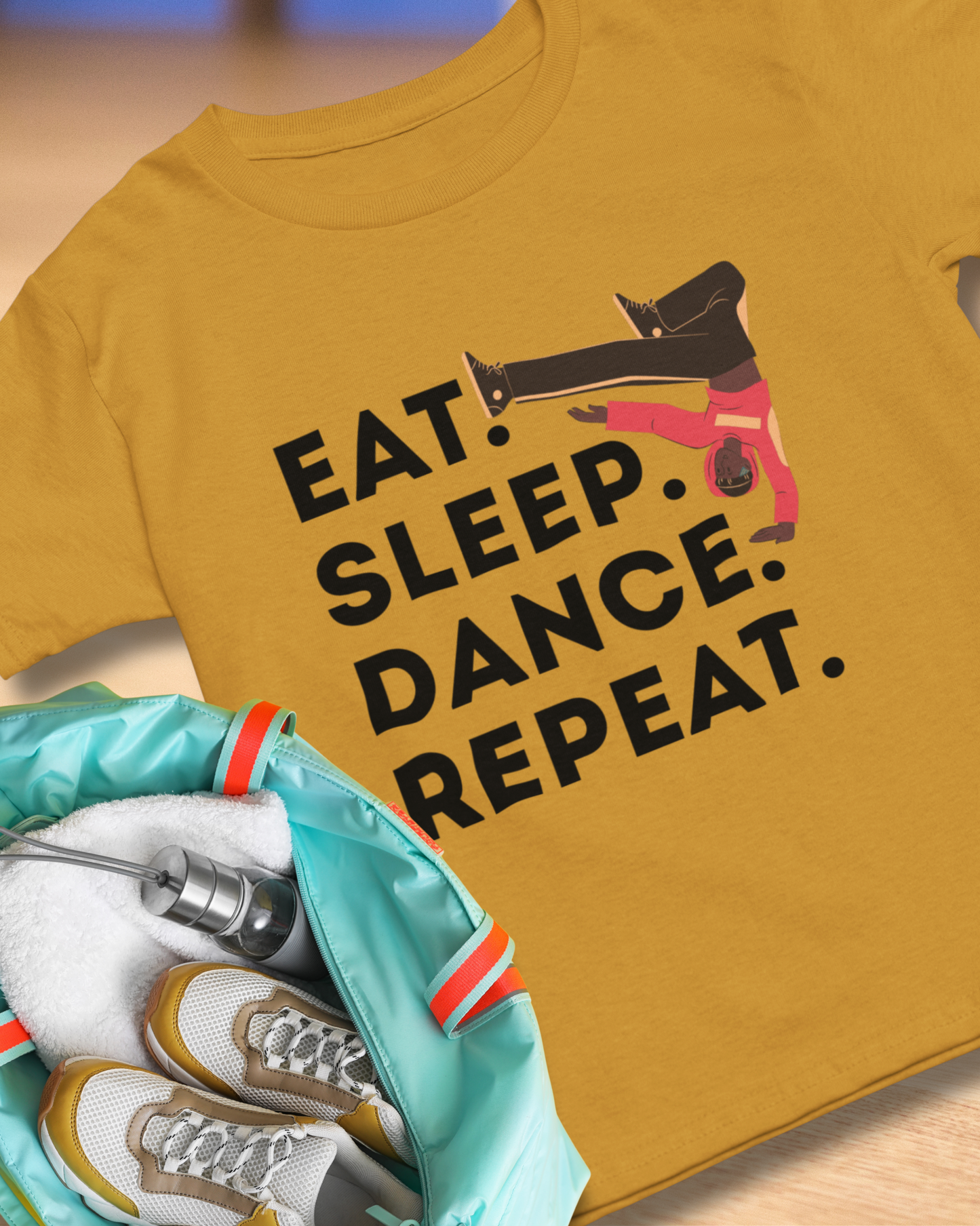 "Eat Sleep Dance Repeat" Unisex Garment-Dyed T-Shirt – Bold B-Boy Graphic Tee – Dance Lifestyle Shirt for Performers & Enthusiasts
