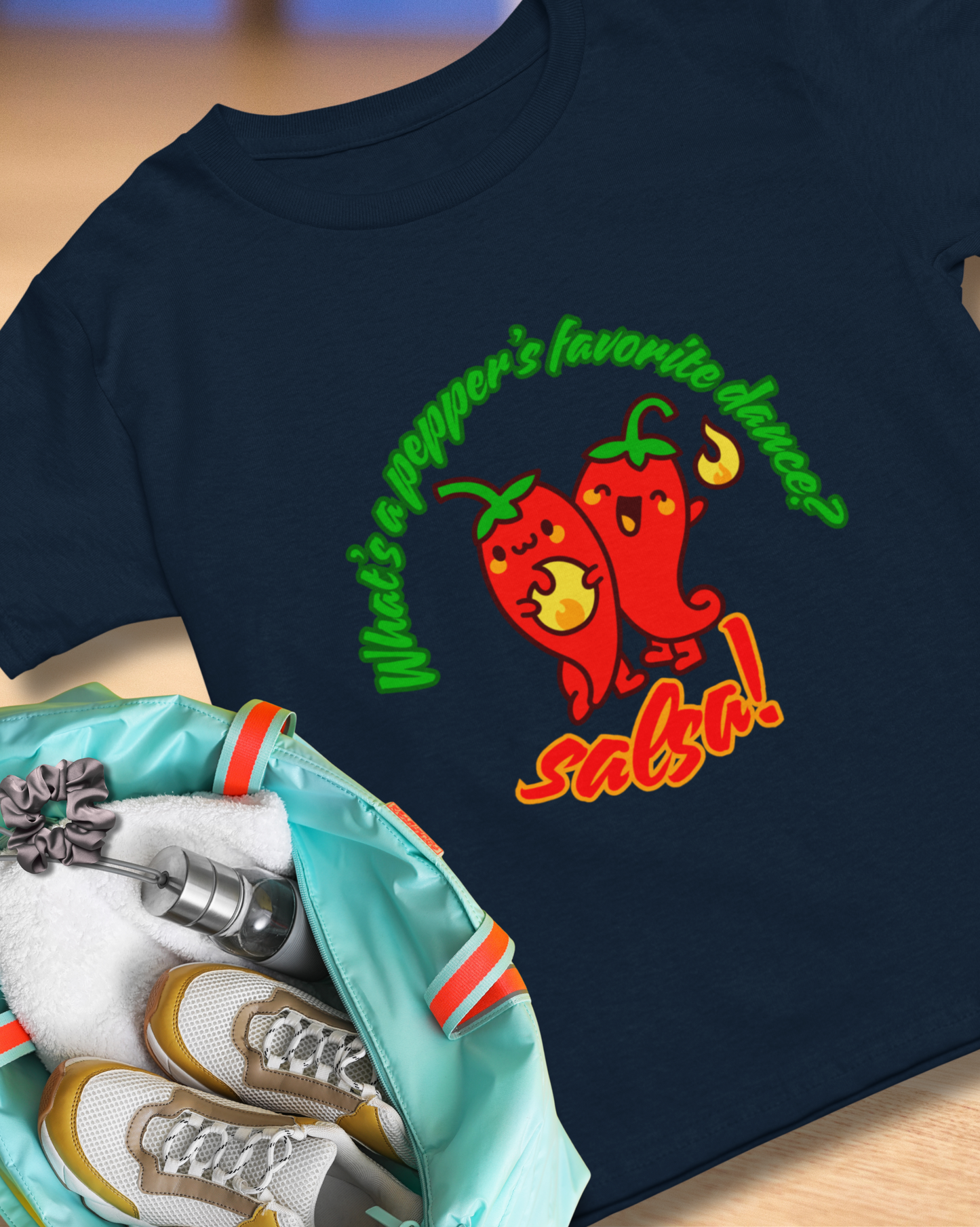 "What's a Pepper's Favorite Dance? Salsa!" Dance Pun Unisex Garment-Dyed T-Shirt – Funny Dance Joke Tee with Cute Pepper Graphic – Dance Humor Shirt for Food & Pun Lovers