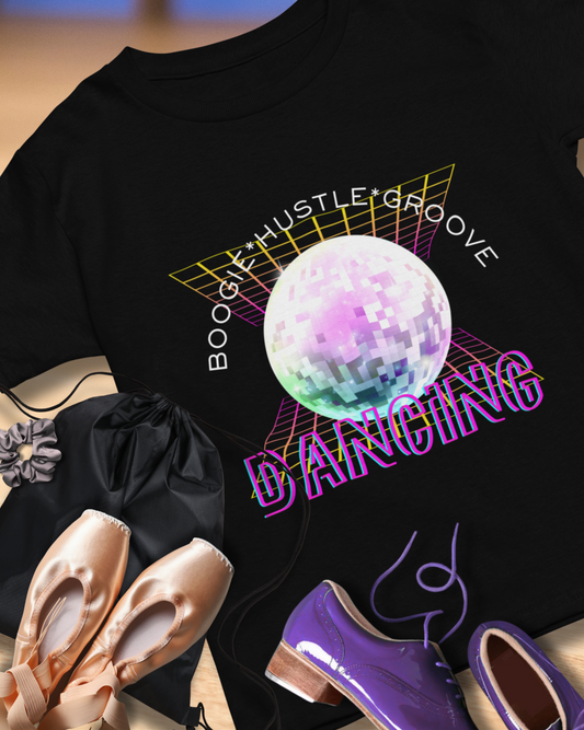 "Boogie, Hustle, Groove - Dancing" Streetwear Dance Graphic – Unisex Garment-Dyed T-Shirt