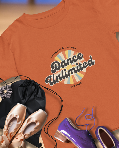 "Dance Unlimited, Potential & Growth" Unisex Garment-Dyed T-Shirt – Retro-Inspired Dance Motivation Graphic Tee – Inspirational Shirt for Dancers"