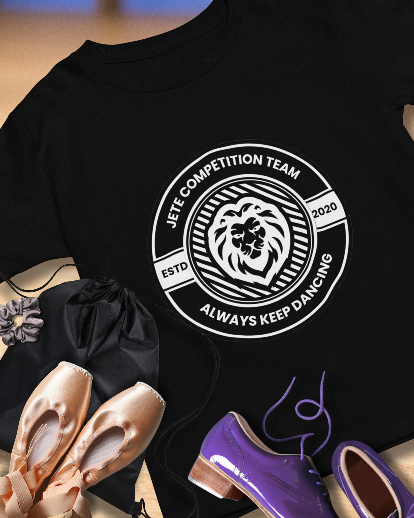 "Jeté Competition Team,  Always Keep Dancing" Unisex Garment-Dyed T-Shirt – Collegiate-Style Dance Graphic Tee – Shirt for Dancers & Teams