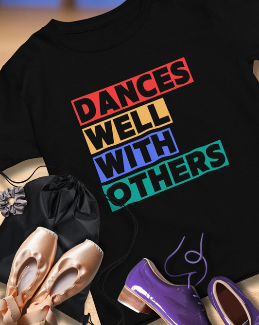 "Dances Well With Others" Unisex Heavy Cotton T-Shirt – Dance-Inspired Graphic Tee for Adults & Kids