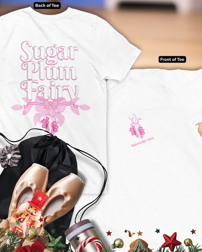 “Sugar Plum Fairy” Back Print ADULT T-shirt + “Nutcracker 2025” Front – Unisex Heavy Cotton Tee | Ballet Holiday Dance Apparel
